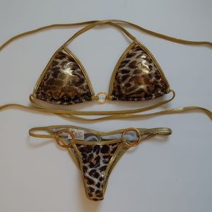 LEOPARD & GOLD BUTTERFLY SCRUNCH BIKINI